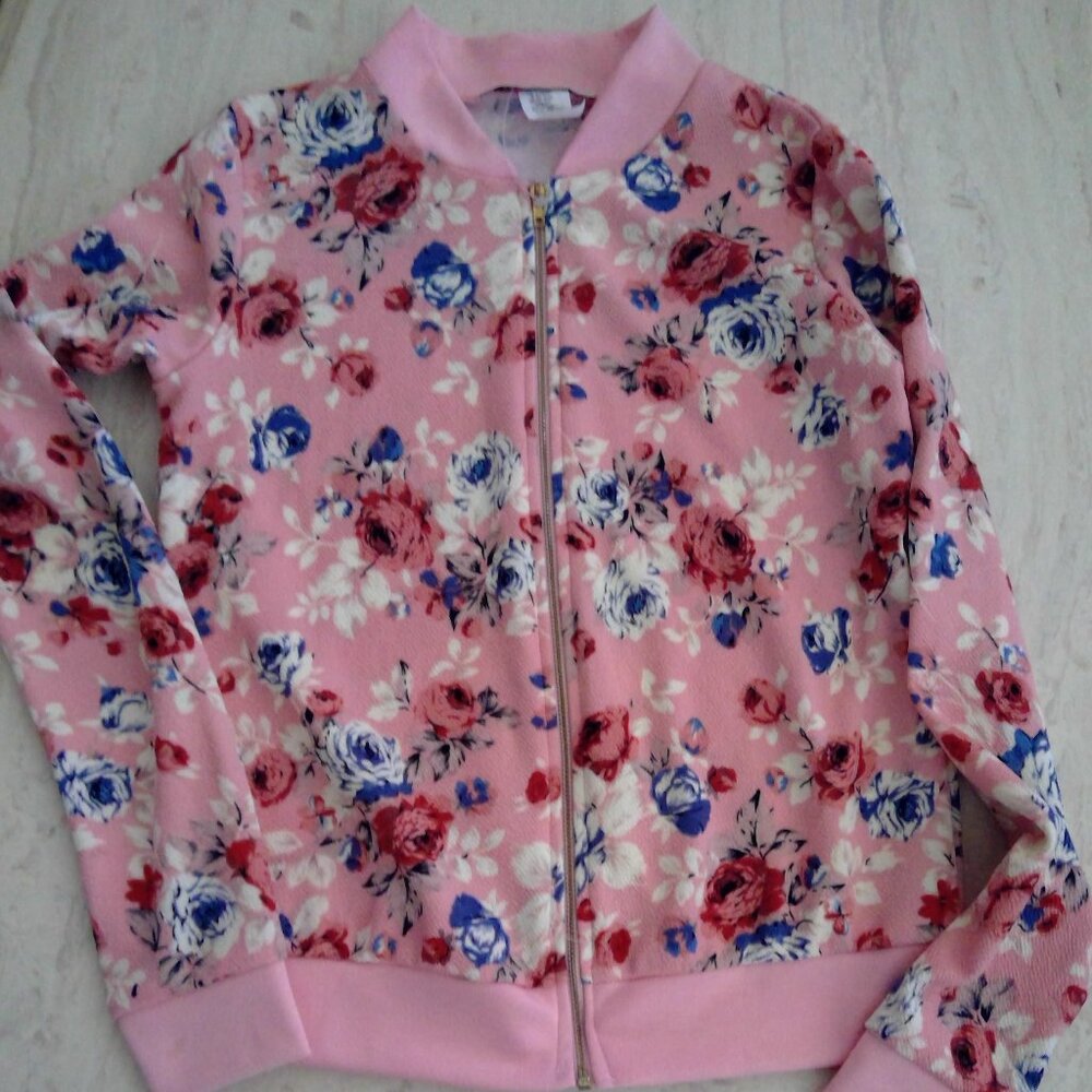 Girls floral lightweight zip up jacket